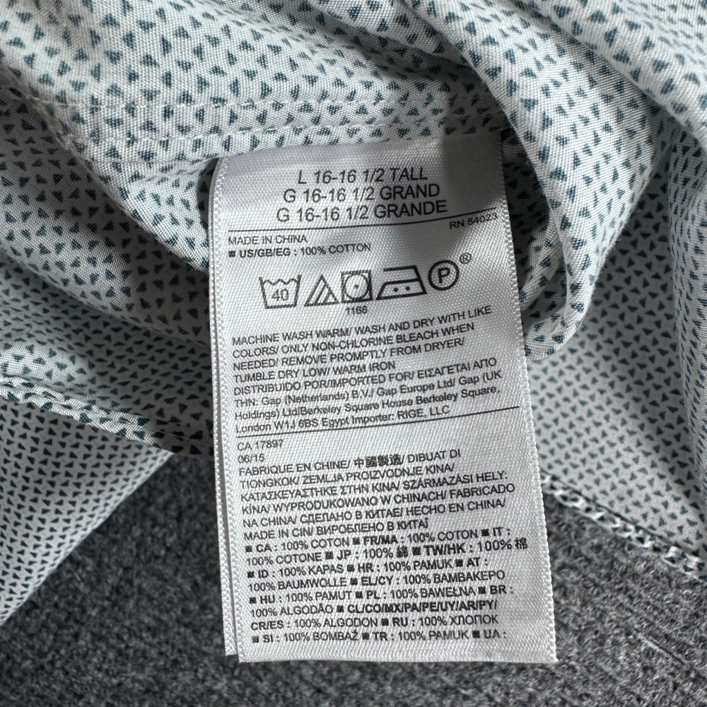Banana Republic Button Down Mens L Large Tall Grey Geometric Non-Iron Slim Fit - Picture 14 of 14